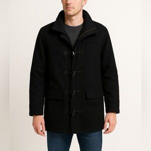 Zara Men's Black Pea Coat Large